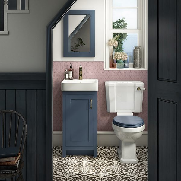 Chatsworth Traditional Blue Vanity   425mm Wide with Antique Brass Handle - Image 2