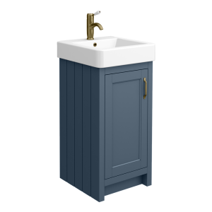 Chatsworth Traditional Blue Vanity   425mm Wide with Antique Brass Handle
