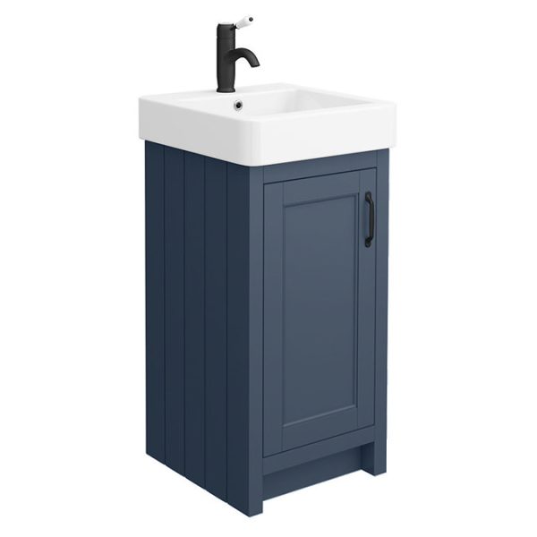 Chatsworth Traditional Blue Vanity   425mm Wide with Matt Black Handle - Image 3