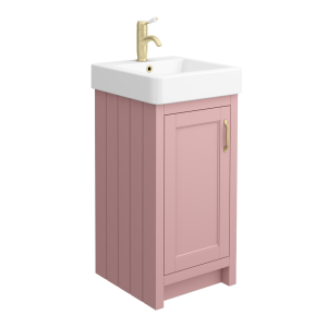 Chatsworth Traditional Dusky Pink Vanity   425mm Wide with Brushed Brass Handle