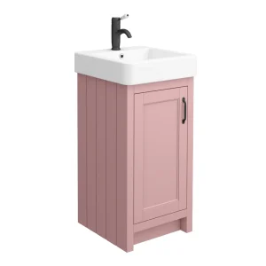 Chatsworth Traditional Dusky Pink Vanity   425mm Wide with Matt Black Handle