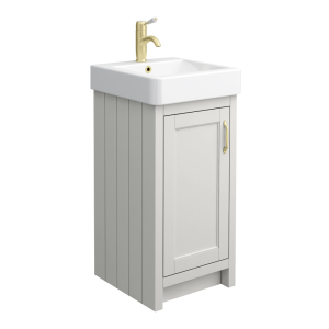 Chatsworth Traditional Grey Vanity   425mm Wide with Brushed Brass Handle