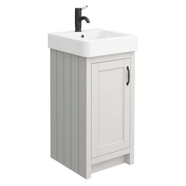 Chatsworth Traditional Grey Vanity   425mm Wide with Matt Black Handle - Image 3
