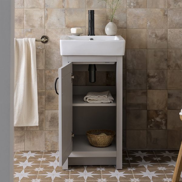 Chatsworth Traditional Grey Vanity   425mm Wide with Matt Black Handle - Image 4