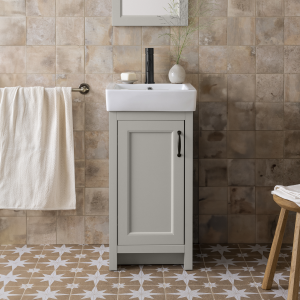 Chatsworth Traditional Grey Vanity   425mm Wide with Matt Black Handle