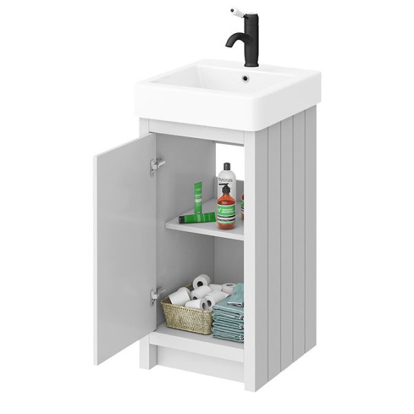 Chatsworth Traditional Grey Vanity   425mm Wide with Matt Black Handle - Image 5