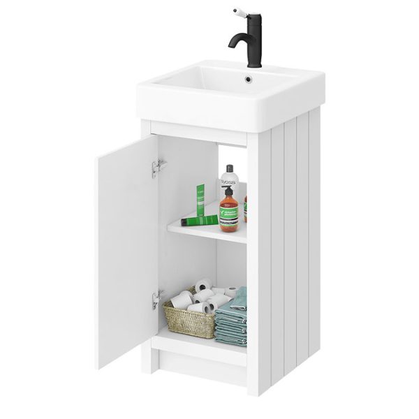 Chatsworth Traditional White Vanity   425mm Wide with Matt Black Handle - Image 5