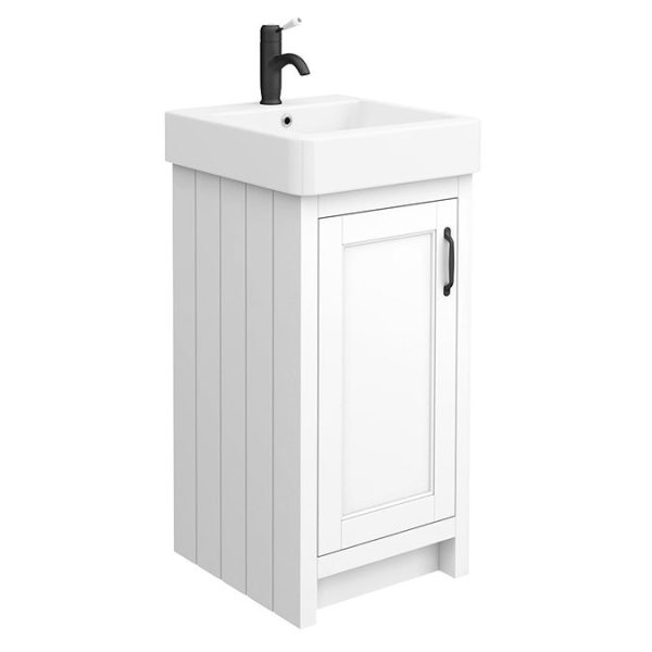 Chatsworth Traditional White Vanity   425mm Wide with Matt Black Handle - Image 3