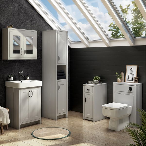 Chatsworth Traditional Grey Vanity   560mm Wide with Matt Black Handles - Image 2