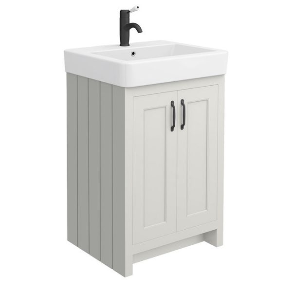 Chatsworth Traditional Grey Vanity   560mm Wide with Matt Black Handles - Image 3