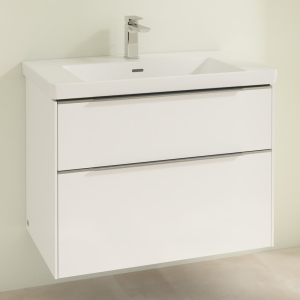 Villeroy and Boch Subway 3.0 White 800mm Wall Hung 2 Drawer Vanity Unit with Glossy Aluminium Handle