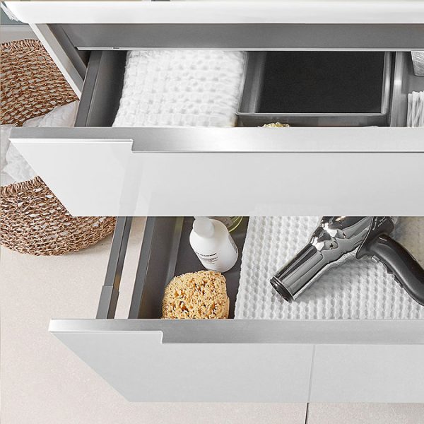 Villeroy and Boch Subway 3.0 White 800mm Wall Hung 2 Drawer Vanity Unit with Glossy Aluminium Handle - Image 8