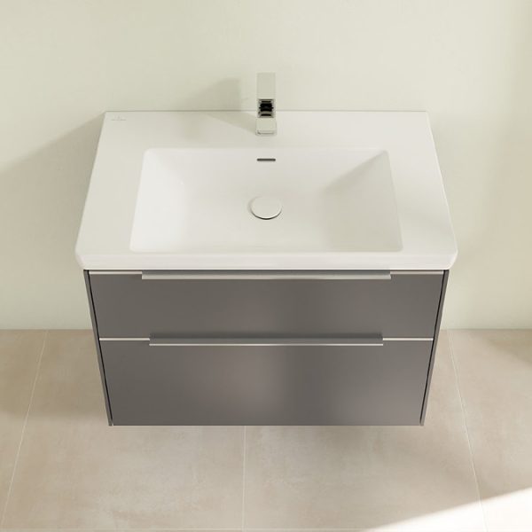 Villeroy and Boch Subway 3.0 Graphite 800mm Wall Hung 2 Drawer Vanity Unit with Glossy Aluminium Handle - Image 4