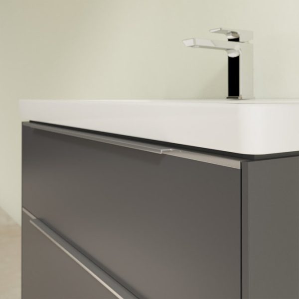 Villeroy and Boch Subway 3.0 Graphite 800mm Wall Hung 2 Drawer Vanity Unit with Glossy Aluminium Handle - Image 5
