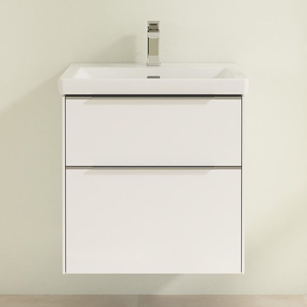 Villeroy and Boch Subway 3.0 White 600mm Wall Hung 2 Drawer Vanity Unit with Glossy Aluminium Handle - Image 3
