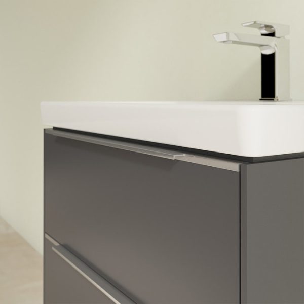 Villeroy and Boch Subway 3.0 Graphite 600mm Wall Hung 2 Drawer Vanity Unit with Glossy Aluminium Handle - Image 5