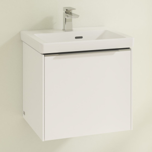 Villeroy and Boch Subway 3.0 White 500mm Wall Hung 1 Drawer Vanity Unit with Glossy Aluminium Handle