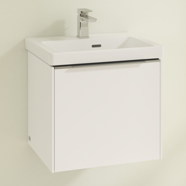 Villeroy and Boch Subway 3.0 White 500mm Wall Hung 1 Drawer Vanity Unit with Glossy Aluminium Handle