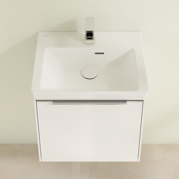 Villeroy and Boch Subway 3.0 White 500mm Wall Hung 1 Drawer Vanity Unit with Glossy Aluminium Handle - Image 4