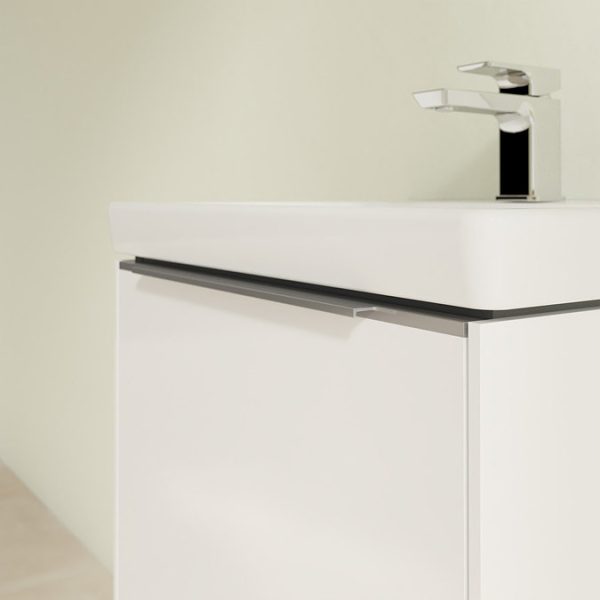 Villeroy and Boch Subway 3.0 White 500mm Wall Hung 1 Drawer Vanity Unit with Glossy Aluminium Handle - Image 5