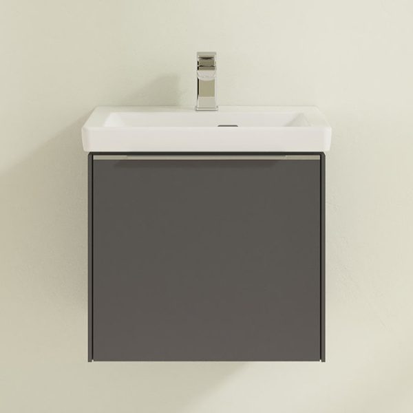 Villeroy and Boch Subway 3.0 Graphite 500mm Wall Hung 1 Drawer Vanity Unit with Glossy Aluminium Handle - Image 3