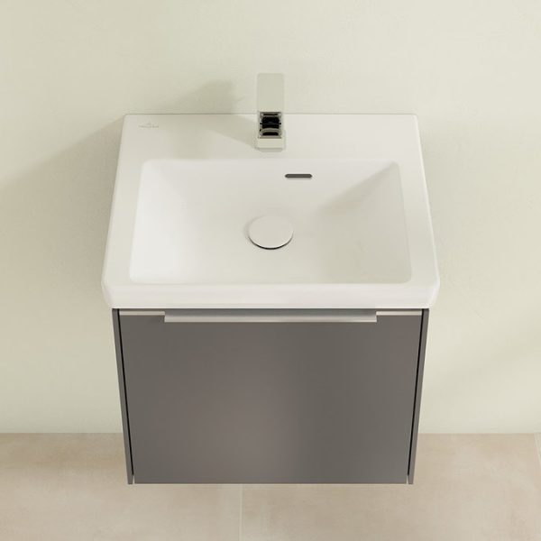 Villeroy and Boch Subway 3.0 Graphite 500mm Wall Hung 1 Drawer Vanity Unit with Glossy Aluminium Handle - Image 4
