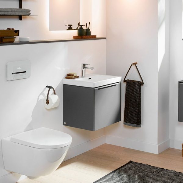 Villeroy and Boch Subway 3.0 Graphite 500mm Wall Hung 1 Drawer Vanity Unit with Glossy Aluminium Handle - Image 2