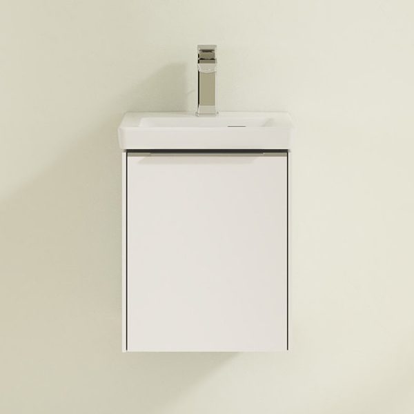 Villeroy and Boch Subway 3.0 Brilliant White 370mm Wall Hung 1 Door Vanity Unit with Glossy Aluminium Handle - Image 3