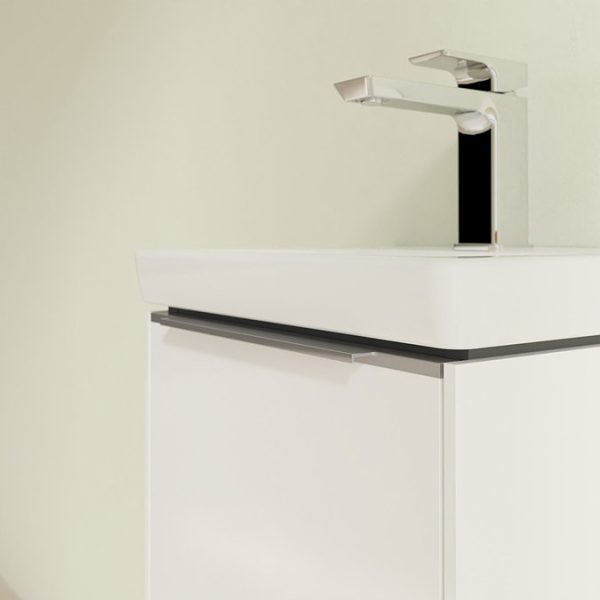Villeroy and Boch Subway 3.0 Brilliant White 370mm Wall Hung 1 Door Vanity Unit with Glossy Aluminium Handle - Image 5