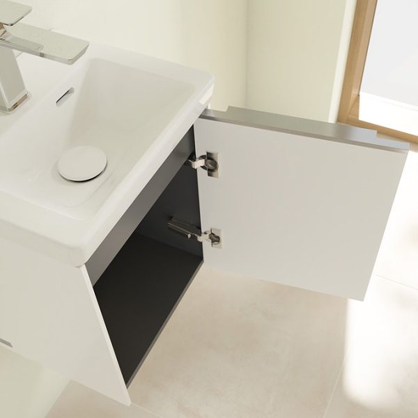 Villeroy and Boch Subway 3.0 Brilliant White 370mm Wall Hung 1 Door Vanity Unit with Glossy Aluminium Handle - Image 6