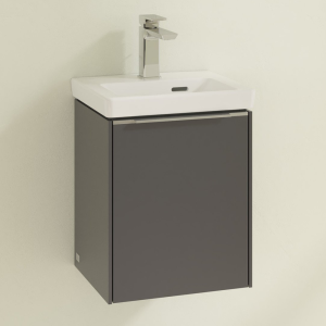 Villeroy and Boch Subway 3.0 Graphite 370mm Wall Hung 1 Door Vanity Unit with  Glossy Aluminium Handle