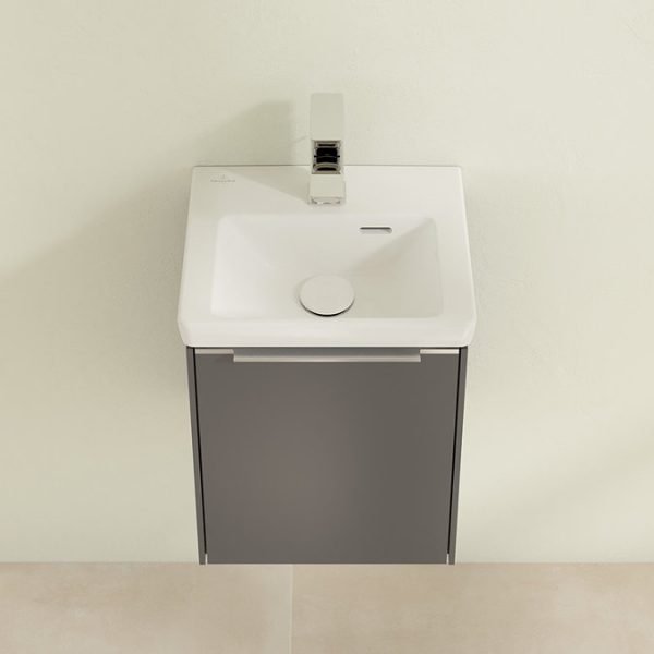 Villeroy and Boch Subway 3.0 Graphite 370mm Wall Hung 1 Door Vanity Unit with  Glossy Aluminium Handle - Image 4