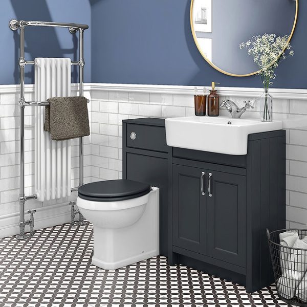Chatsworth Traditional Graphite Semi Recessed Vanity   600mm Wide - Image 3