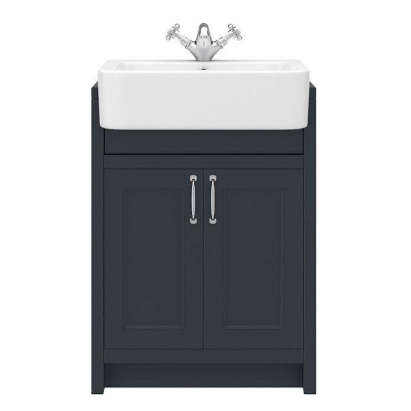 Chatsworth Traditional Graphite Semi Recessed Vanity   600mm Wide - Image 6