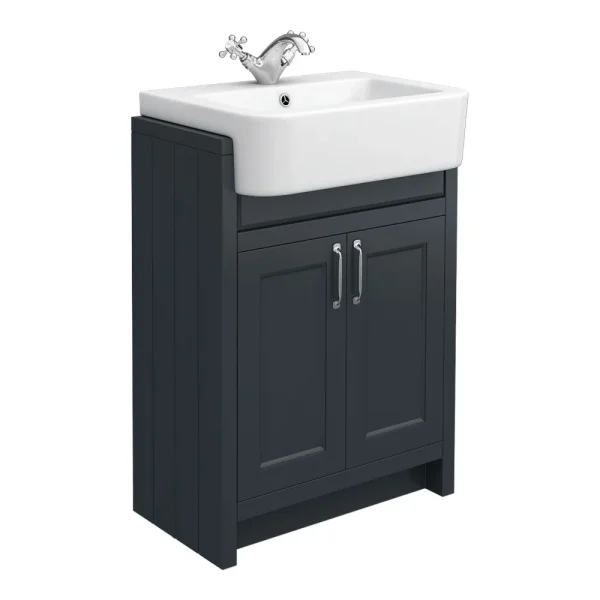 Chatsworth Traditional Graphite Semi Recessed Vanity   600mm Wide
