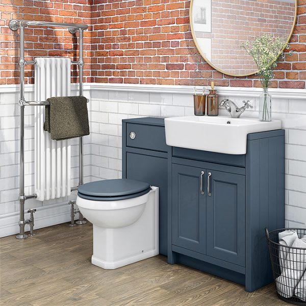 Chatsworth Traditional Blue Semi Recessed Vanity   600mm Wide - Image 3