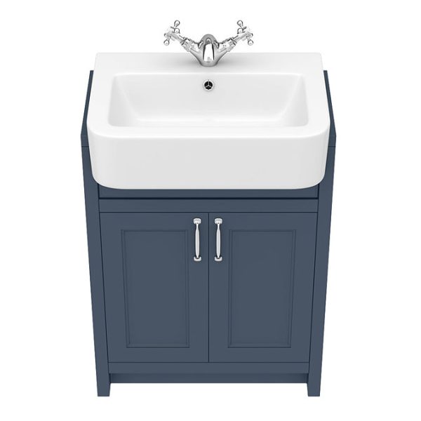 Chatsworth Traditional Blue Semi Recessed Vanity   600mm Wide - Image 5
