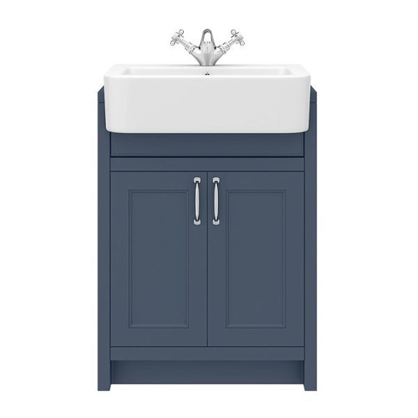 Chatsworth Traditional Blue Semi Recessed Vanity   600mm Wide - Image 6