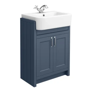 Chatsworth Traditional Blue Semi Recessed Vanity   600mm Wide
