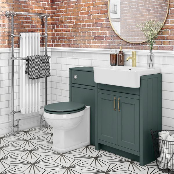 Chatsworth Traditional Green Semi Recessed Vanity   600mm Wide - Image 2