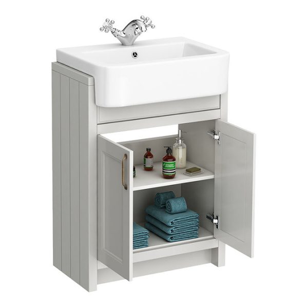 Chatsworth Traditional Grey Semi Recessed Vanity   600mm Wide - Image 4