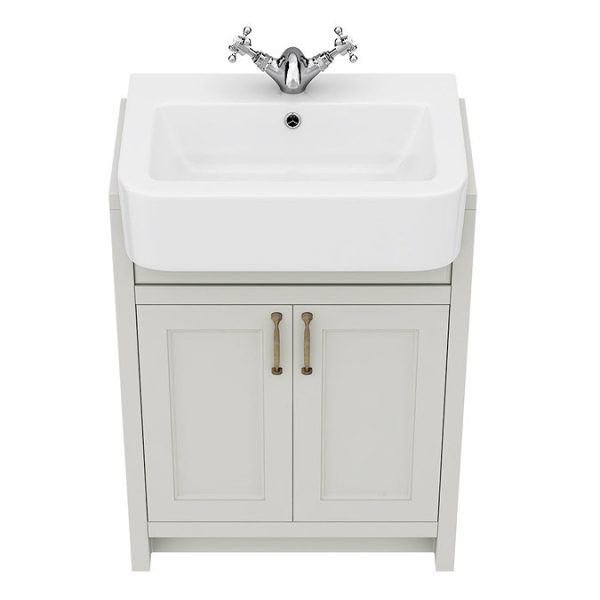 Chatsworth Traditional Grey Semi Recessed Vanity   600mm Wide - Image 5