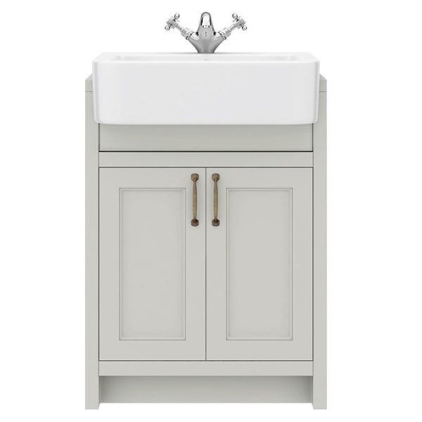Chatsworth Traditional Grey Semi Recessed Vanity   600mm Wide - Image 6