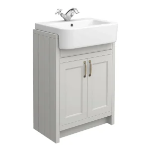 Chatsworth Traditional Grey Semi Recessed Vanity   600mm Wide