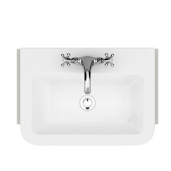 Chatsworth Traditional Blue 600mm Semi Recessed Vanity with Brushed Brass Handles - Image 2