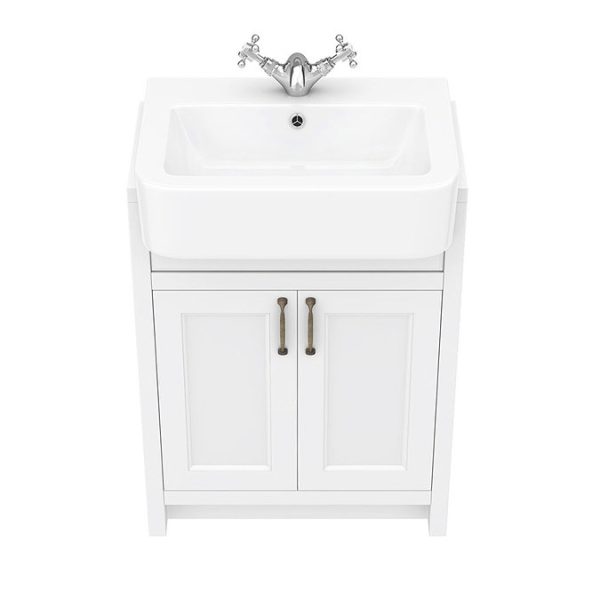 Chatsworth Traditional White Semi Recessed Vanity   600mm Wide - Image 5