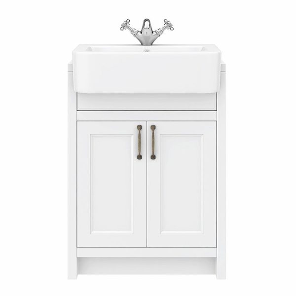 Chatsworth Traditional White Semi Recessed Vanity   600mm Wide - Image 6