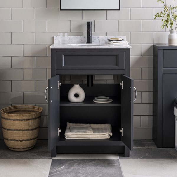 Chatsworth Graphite 610mm Vanity with White Marble Basin Top - Image 5