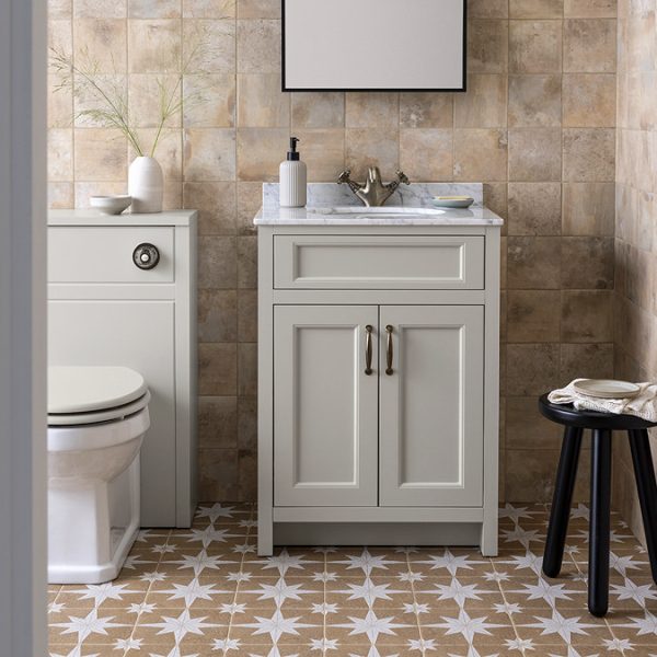 Chatsworth Grey 610mm Vanity with White Marble Basin Top - Image 4