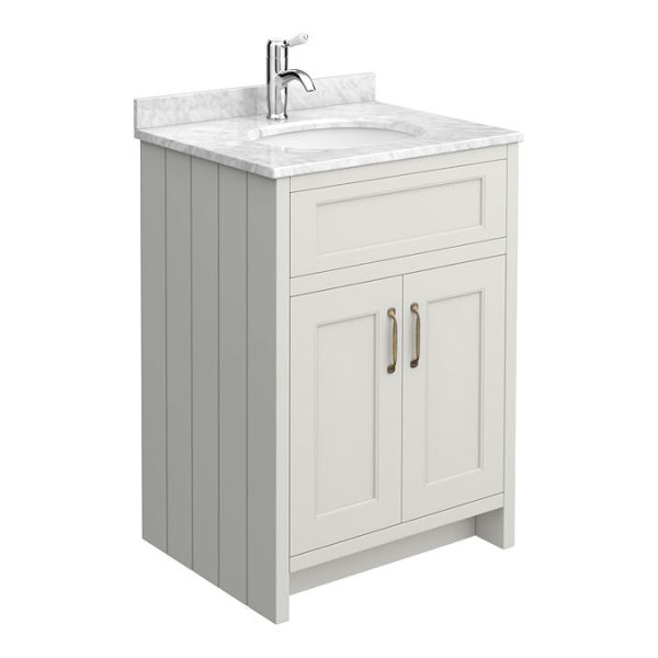 Chatsworth Grey 610mm Vanity with White Marble Basin Top - Image 7